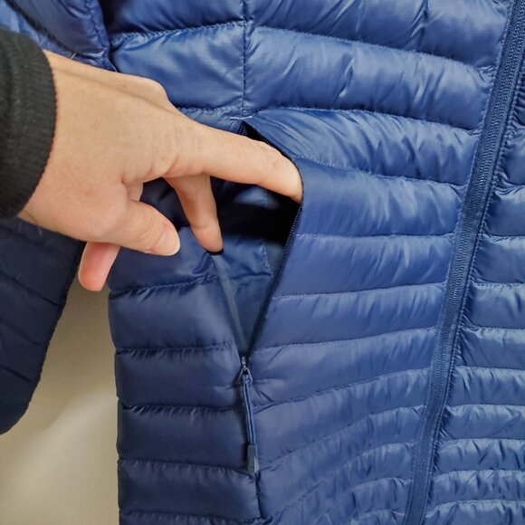 HELLY HANSEN Fernie Hooded Insulator Long Puffer Jacket Coat Navy Blue Womens XS - Picture 7 of 16